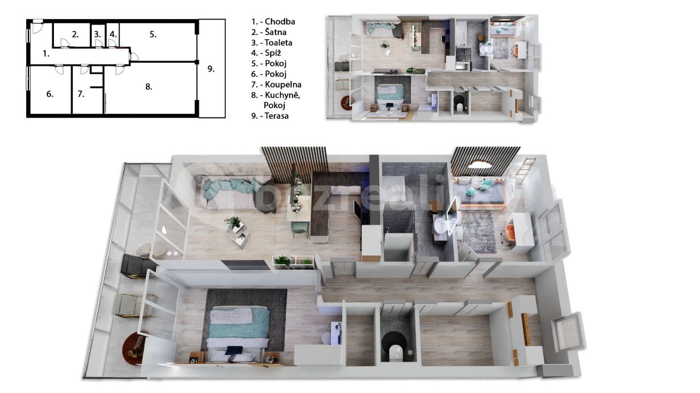 2 bedroom with open-plan kitchen flat for sale, 75 m², Na Roudné, Plzeň, Plzeňský Region