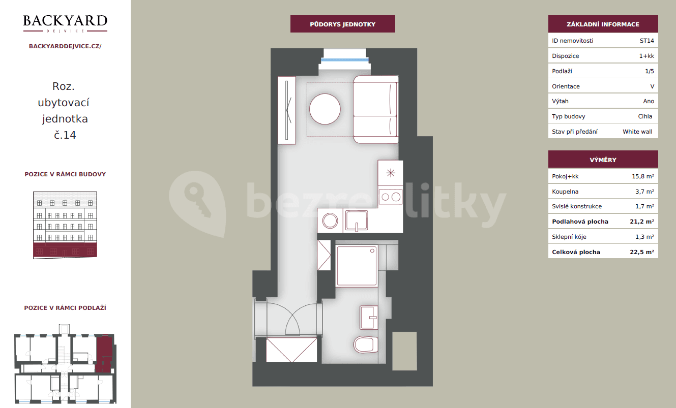 Studio flat to rent, 22 m², Studentská, Prague, Prague Studio flat to rent, 22 m², Studentská, Prague, Prague