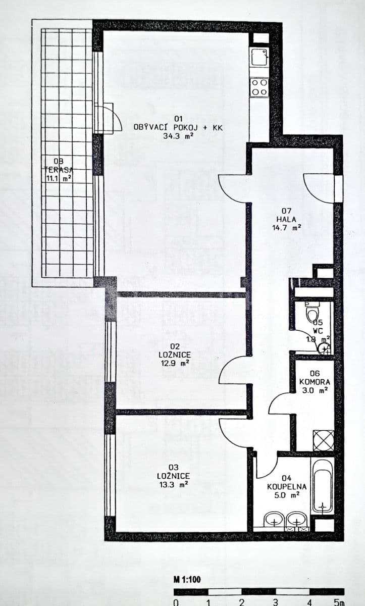 2 bedroom with open-plan kitchen flat for sale, 96 m², Wassermannova, Prague, Prague