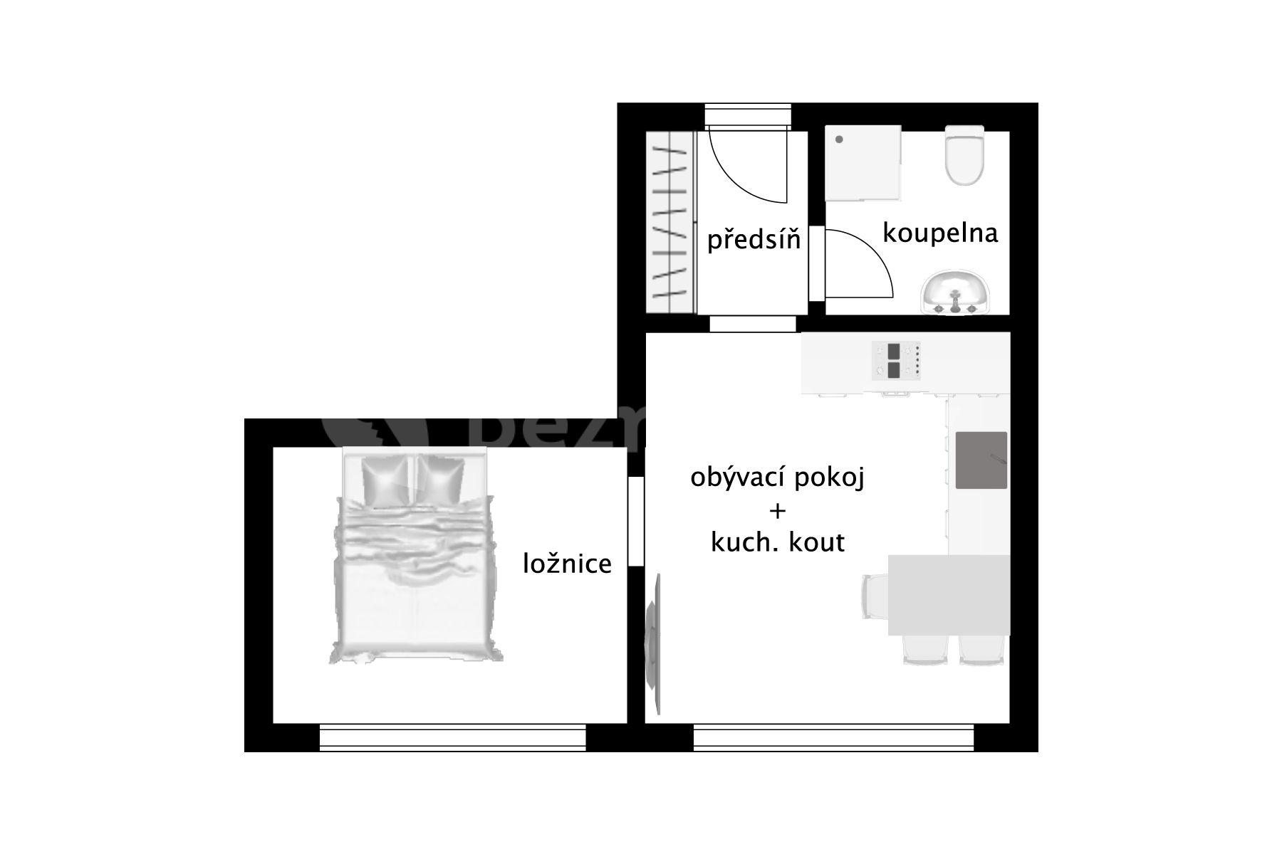 1 bedroom with open-plan kitchen flat for sale, 30 m², Na Okruhu, Prague, Prague