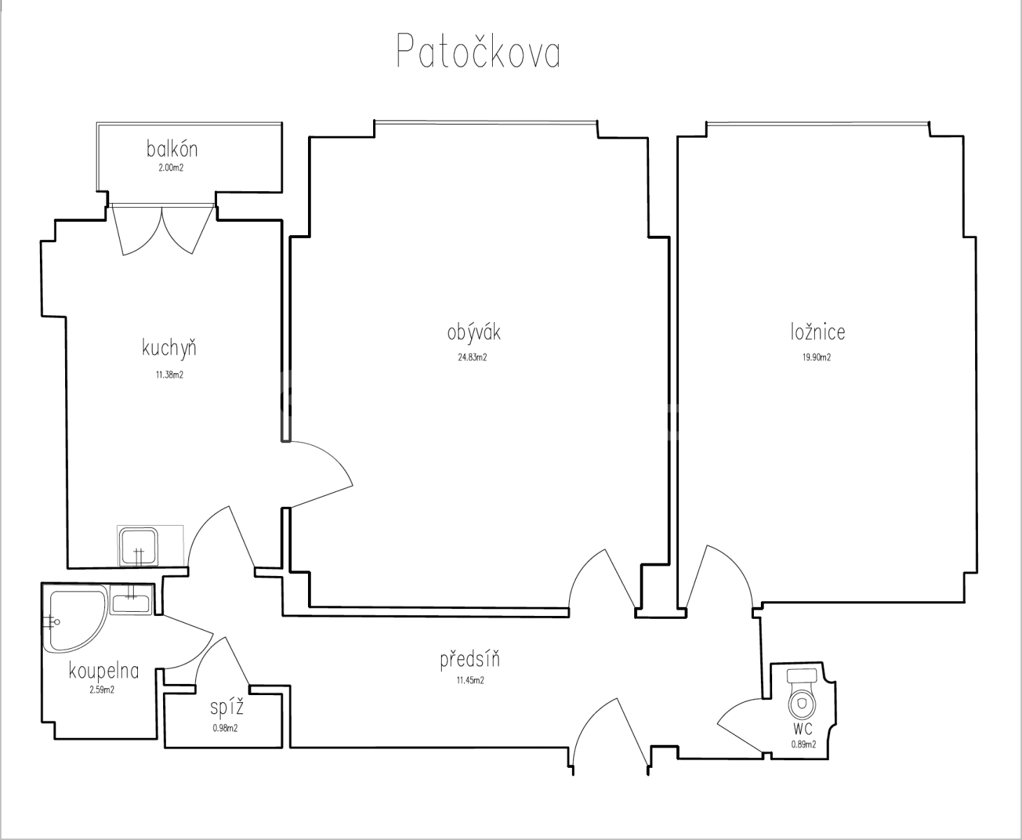 2 bedroom flat for sale, 72 m², Za Hládkovem, Prague, Prague