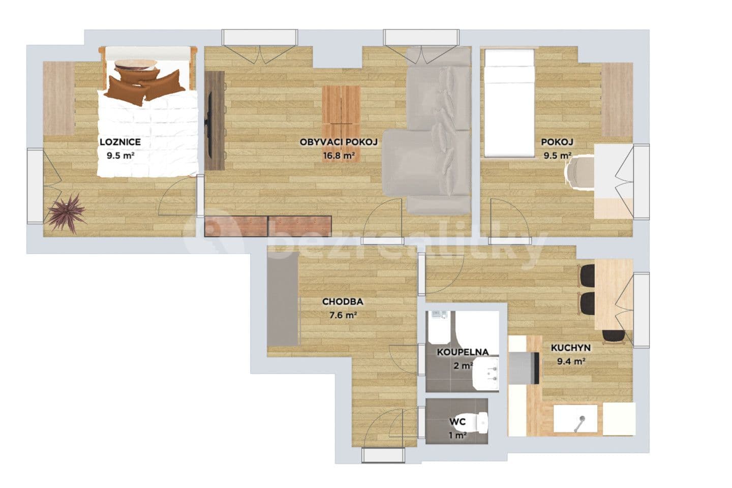3 bedroom flat for sale, 59 m², Mikoláše Alše, Nymburk, Středočeský Region