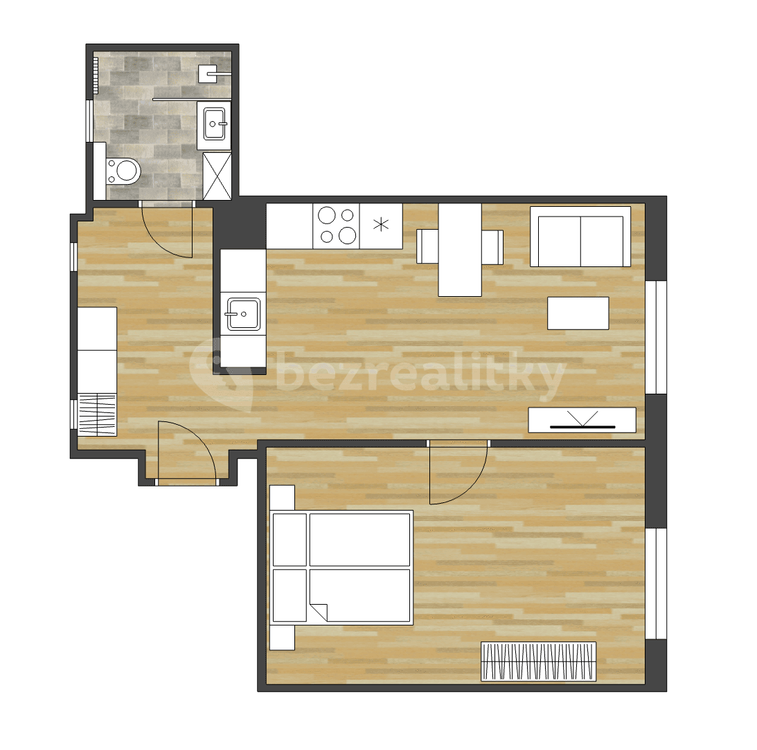 1 bedroom with open-plan kitchen flat to rent, 48 m², Kovářská, Prague, Prague 1 bedroom with open-plan kitchen flat to rent, 48 m², Kovářská, Prague, Prague