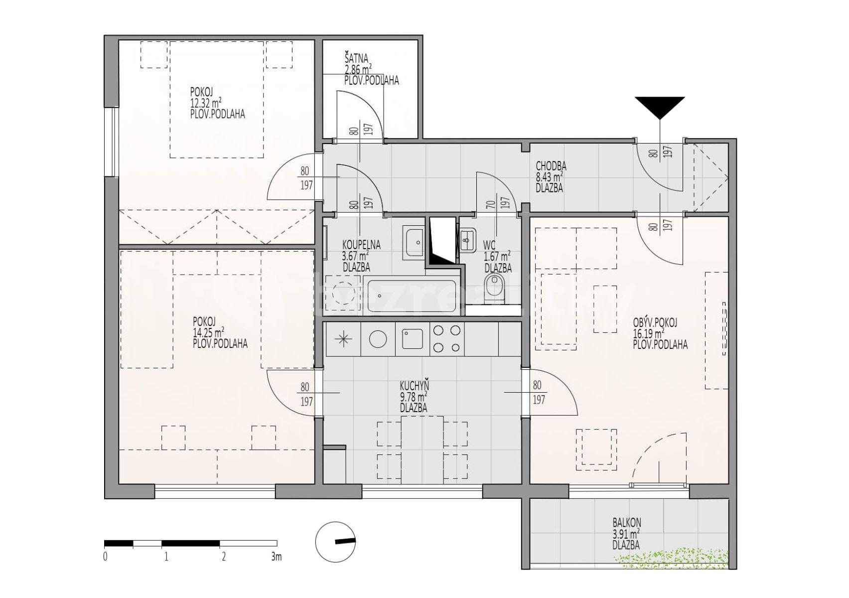 3 bedroom flat to rent, 75 m², Na Odpoledni, Přerov, Olomoucký Region