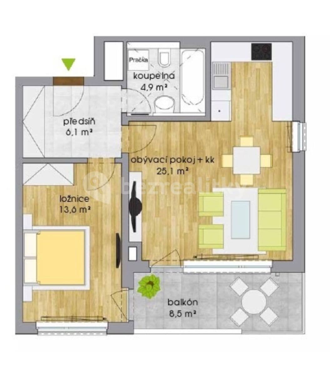 1 bedroom with open-plan kitchen flat to rent, 50 m², Modrého, Prague, Prague