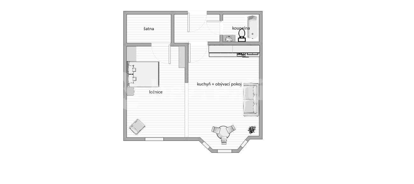 1 bedroom with open-plan kitchen flat to rent, 40 m², Branická, Prague, Prague 1 bedroom with open-plan kitchen flat to rent, 40 m², Branická, Prague, Prague