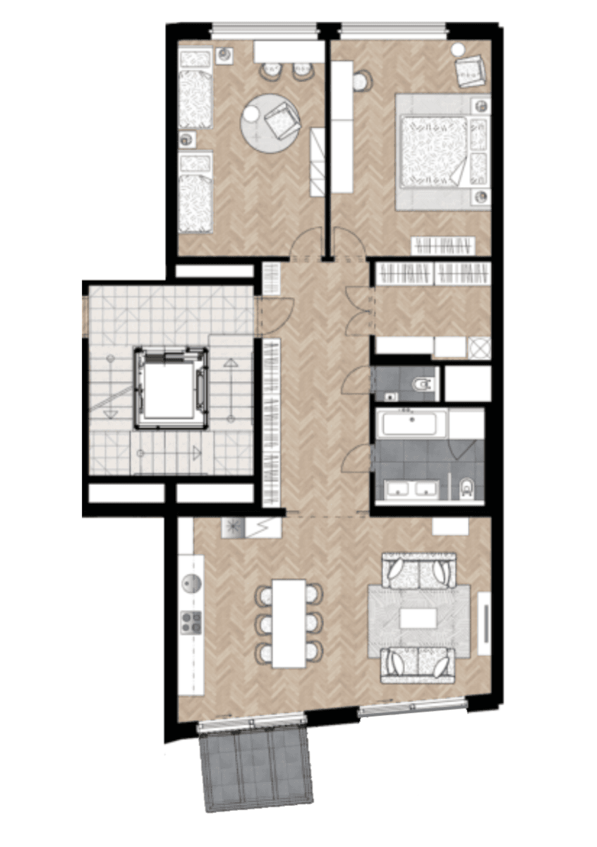 2 bedroom with open-plan kitchen flat to rent, 116 m², Sámova, Prague, Prague 2 bedroom with open-plan kitchen flat to rent, 116 m², Sámova, Prague, Prague