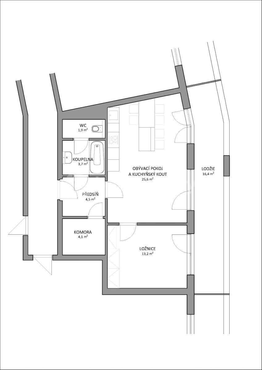 1 bedroom with open-plan kitchen flat to rent, 53 m², Musílkova, Prague, Prague 1 bedroom with open-plan kitchen flat to rent, 53 m², Musílkova, Prague, Prague