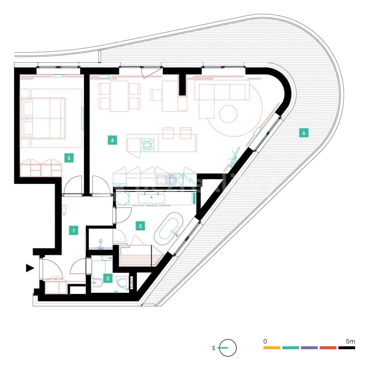 1 bedroom with open-plan kitchen flat to rent, 81 m², Mukařovského, Prague, Prague 1 bedroom with open-plan kitchen flat to rent, 81 m², Mukařovského, Prague, Prague