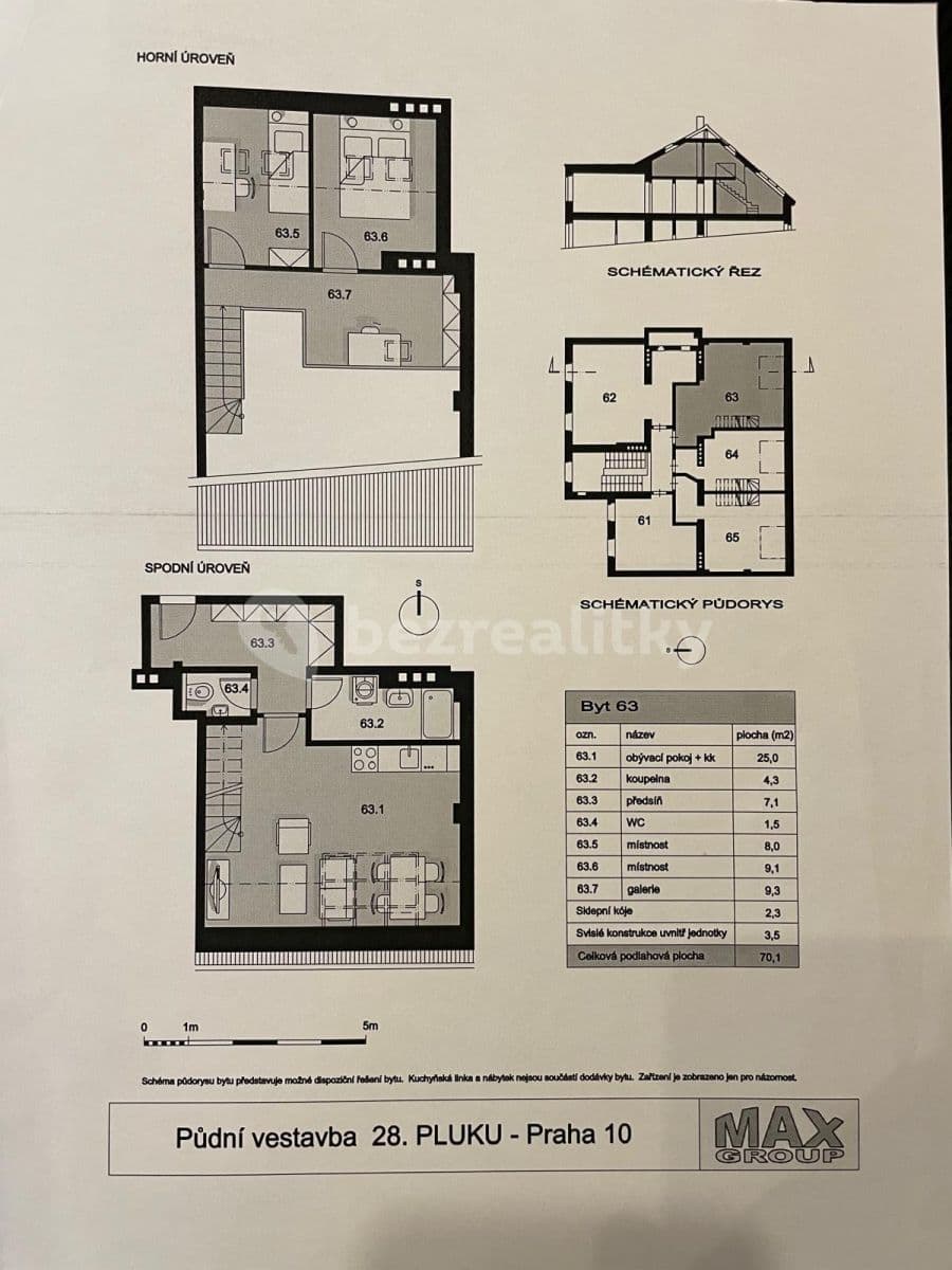 2 bedroom with open-plan kitchen flat to rent, 70 m², 28. pluku, Prague, Prague 2 bedroom with open-plan kitchen flat to rent, 70 m², 28. pluku, Prague, Prague
