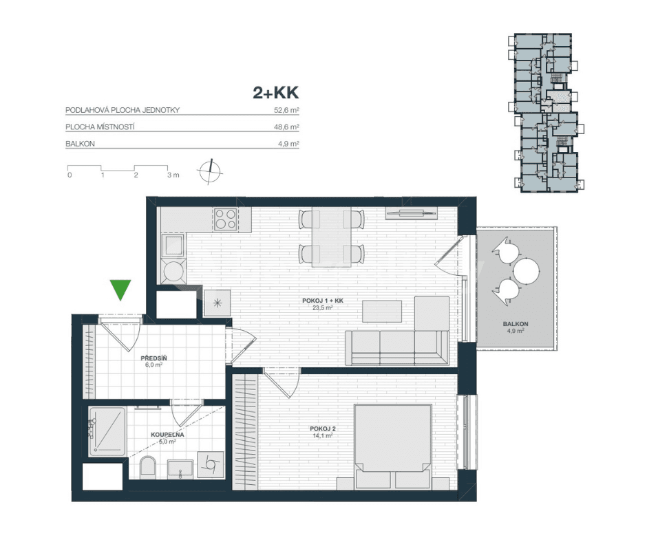 1 bedroom with open-plan kitchen flat to rent, 53 m², Nurmiho, Prague, Prague 1 bedroom with open-plan kitchen flat to rent, 53 m², Nurmiho, Prague, Prague