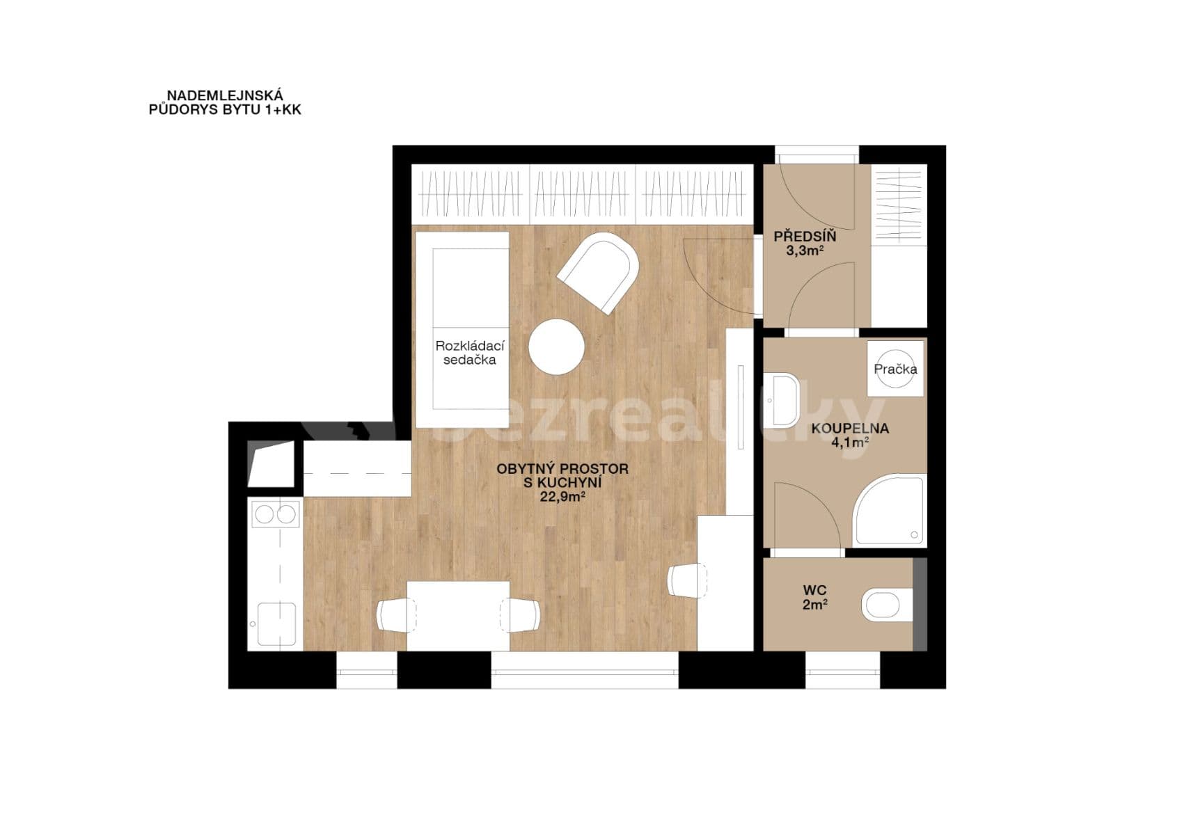 Studio flat to rent, 32 m², Nademlejnská, Prague, Prague Studio flat to rent, 32 m², Nademlejnská, Prague, Prague