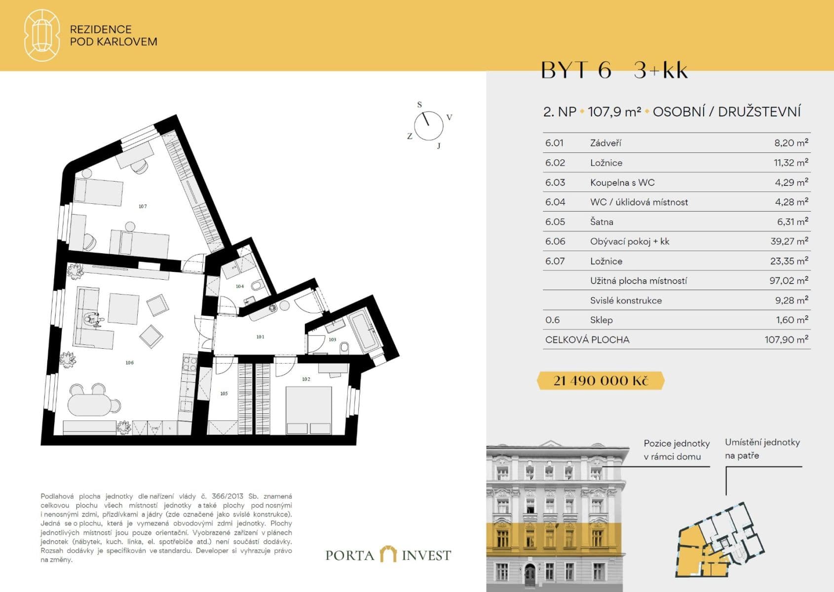 2 bedroom with open-plan kitchen flat for sale, 106 m², Pod Karlovem, Prague, Prague 2 bedroom with open-plan kitchen flat for sale, 106 m², Pod Karlovem, Prague, Prague