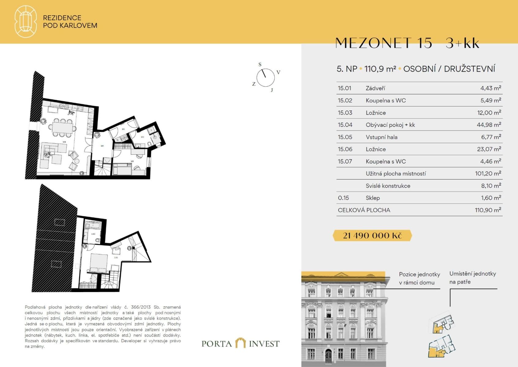 2 bedroom with open-plan kitchen flat for sale, 109 m², Pod Karlovem, Prague, Prague 2 bedroom with open-plan kitchen flat for sale, 109 m², Pod Karlovem, Prague, Prague