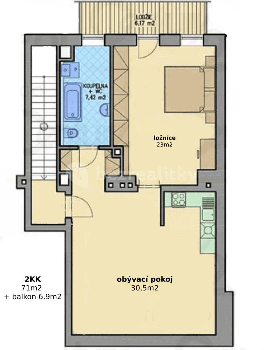 1 bedroom with open-plan kitchen flat to rent, 71 m², Kodaňská, Prague, Prague 1 bedroom with open-plan kitchen flat to rent, 71 m², Kodaňská, Prague, Prague