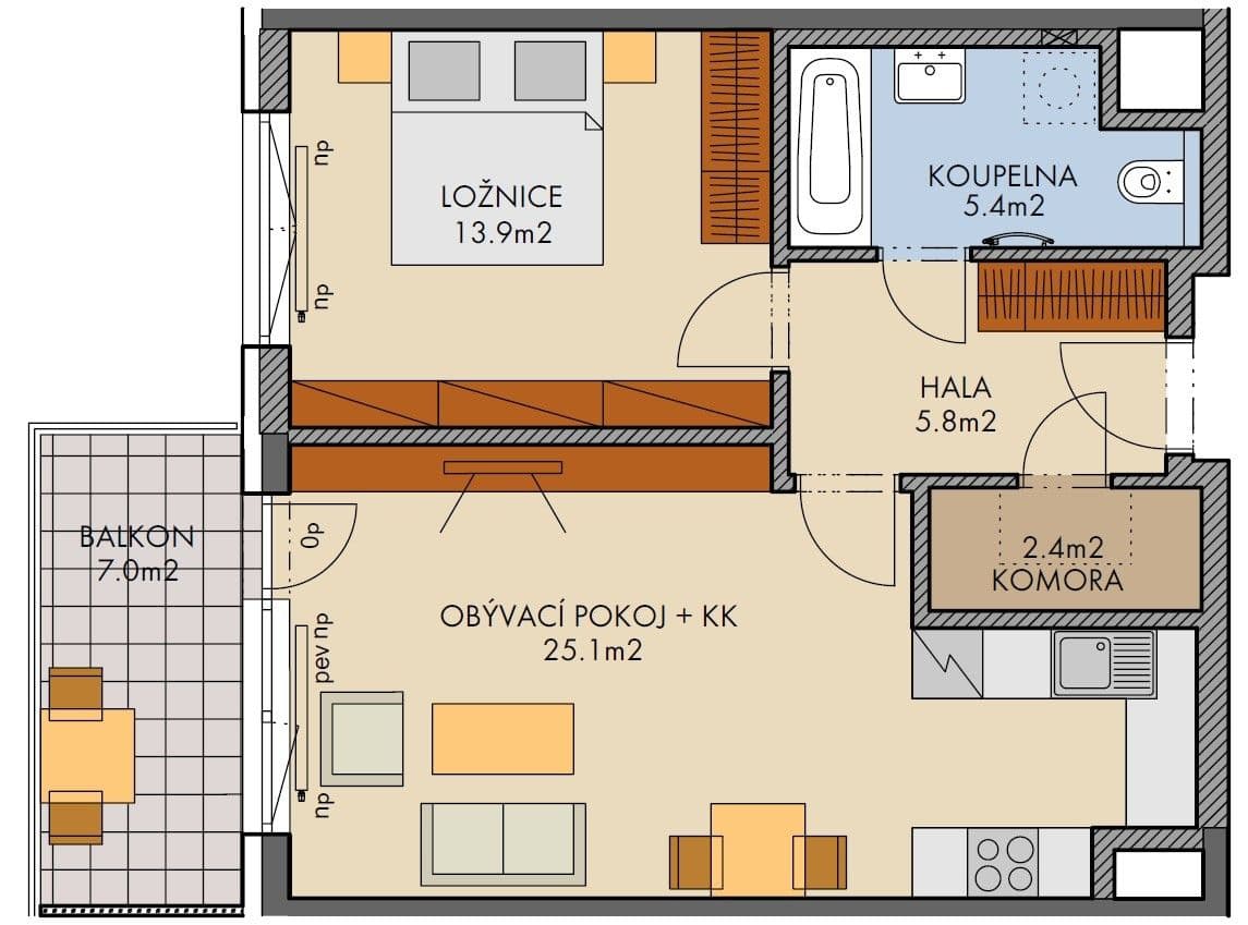 1 bedroom with open-plan kitchen flat to rent, 62 m², Kardausova, Prague, Prague 1 bedroom with open-plan kitchen flat to rent, 62 m², Kardausova, Prague, Prague
