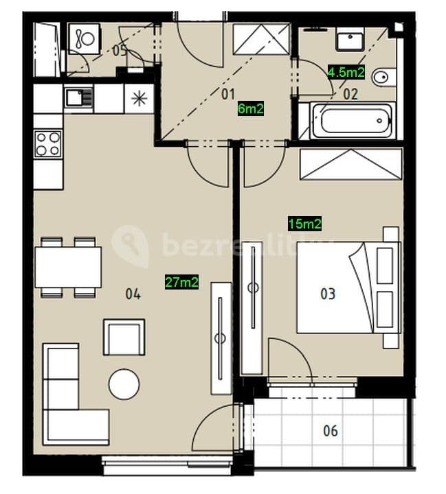1 bedroom with open-plan kitchen flat to rent, 54 m², V Třešňovce, Prague, Prague 1 bedroom with open-plan kitchen flat to rent, 54 m², V Třešňovce, Prague, Prague