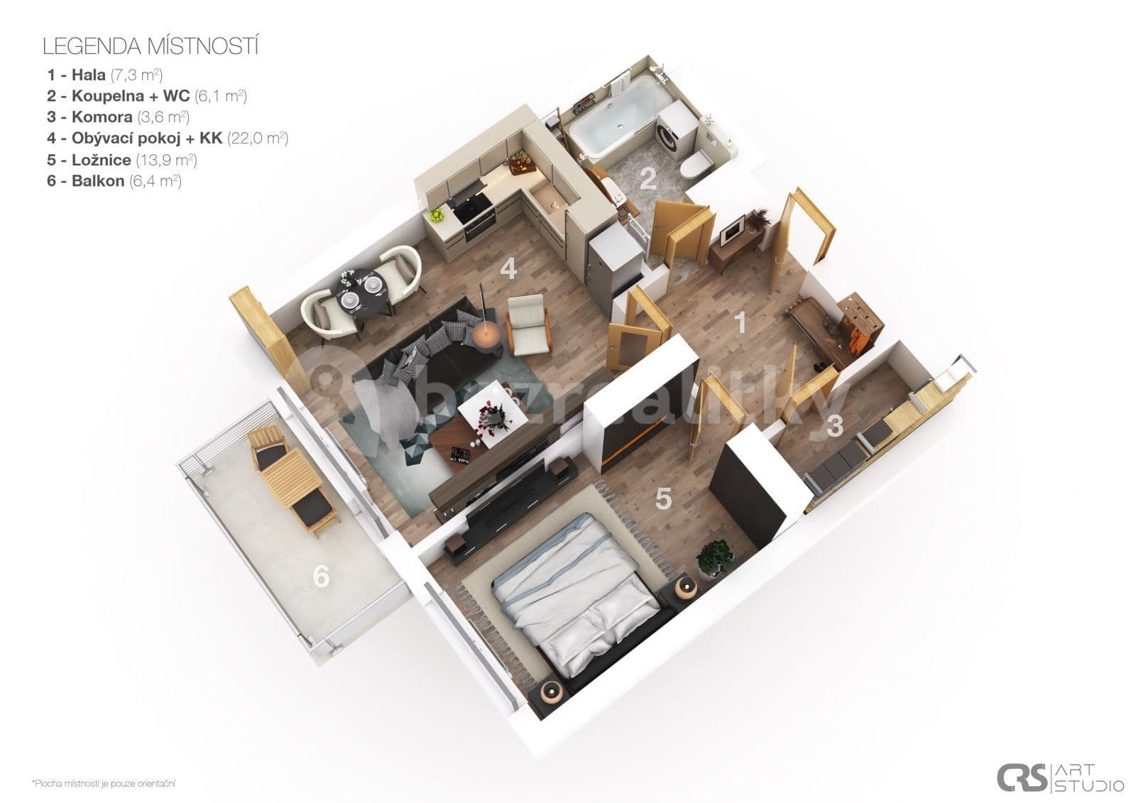 1 bedroom with open-plan kitchen flat to rent, 59 m², Kardausova, Prague, Prague 1 bedroom with open-plan kitchen flat to rent, 59 m², Kardausova, Prague, Prague