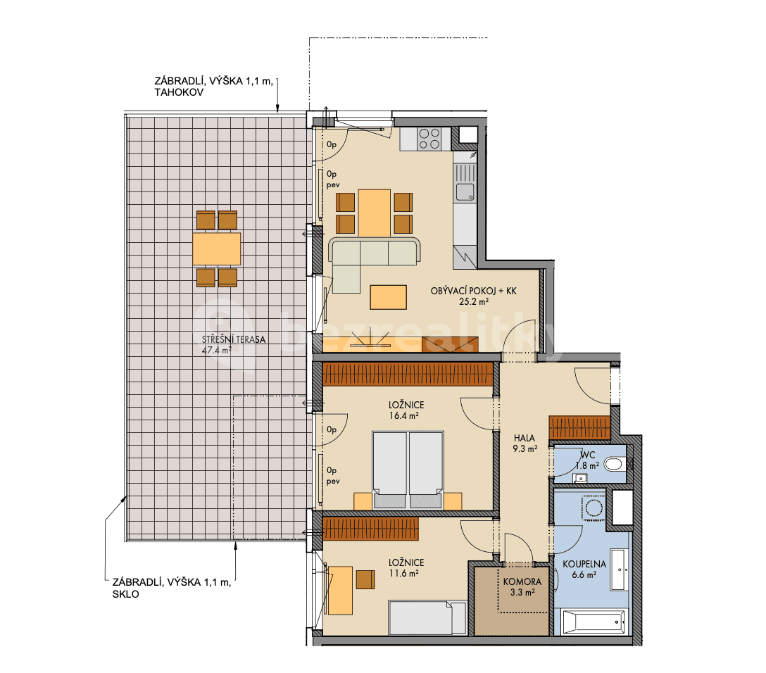 2 bedroom with open-plan kitchen flat to rent, 78 m², Čakovická, Prague, Prague 2 bedroom with open-plan kitchen flat to rent, 78 m², Čakovická, Prague, Prague