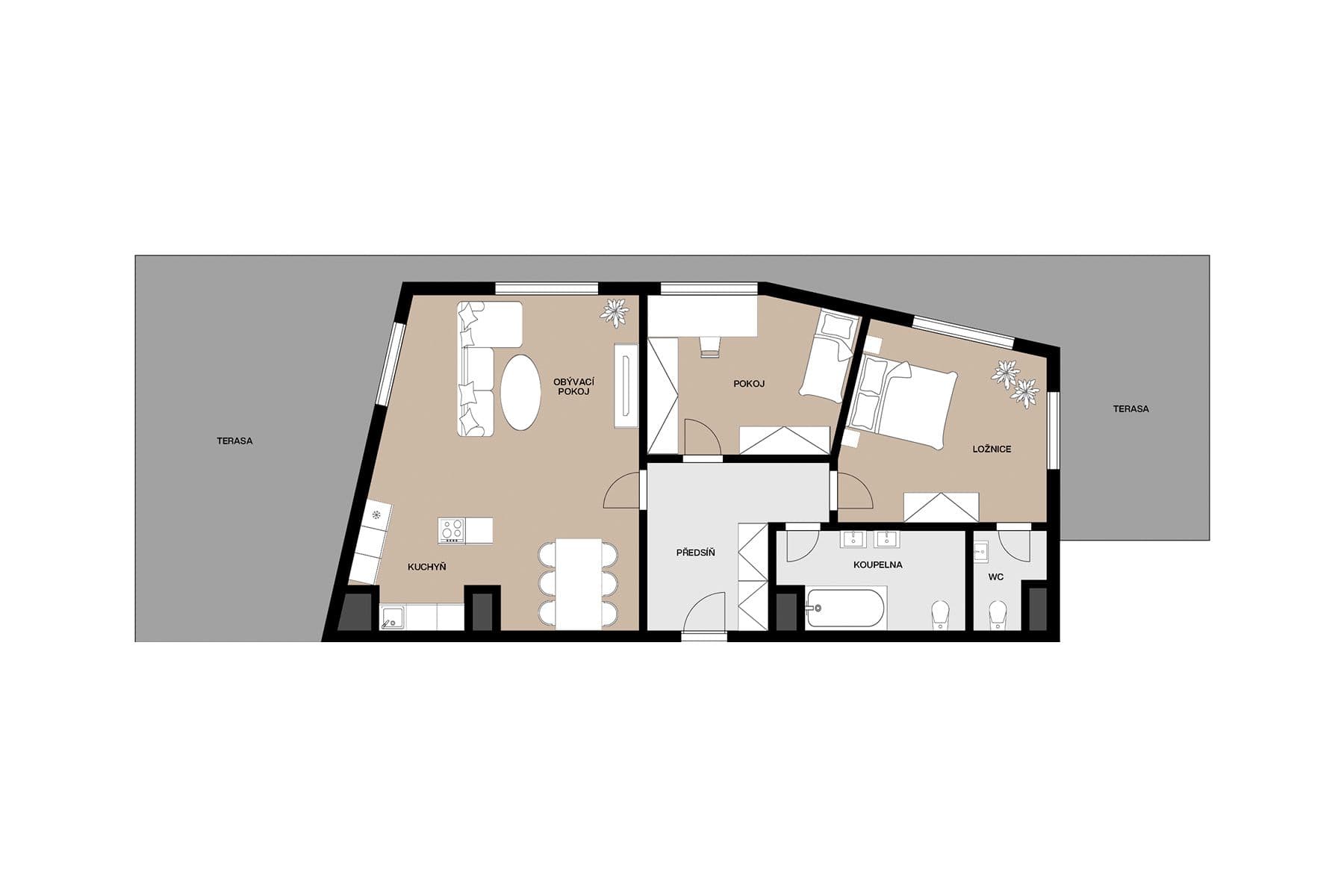 2 bedroom with open-plan kitchen flat for sale, 151 m², Boloňská, Prague, Prague 2 bedroom with open-plan kitchen flat for sale, 151 m², Boloňská, Prague, Prague