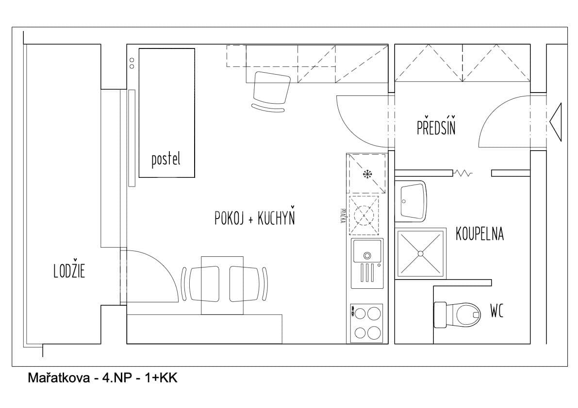 Studio flat to rent, 34 m², Mařatkova, Prague, Prague Studio flat to rent, 34 m², Mařatkova, Prague, Prague
