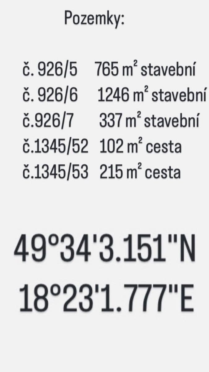 plot for sale, 2,665 m², Frýdlant nad Ostravicí, Moravskoslezský Region plot for sale, 2,665 m², Frýdlant nad Ostravicí, Moravskoslezský Region