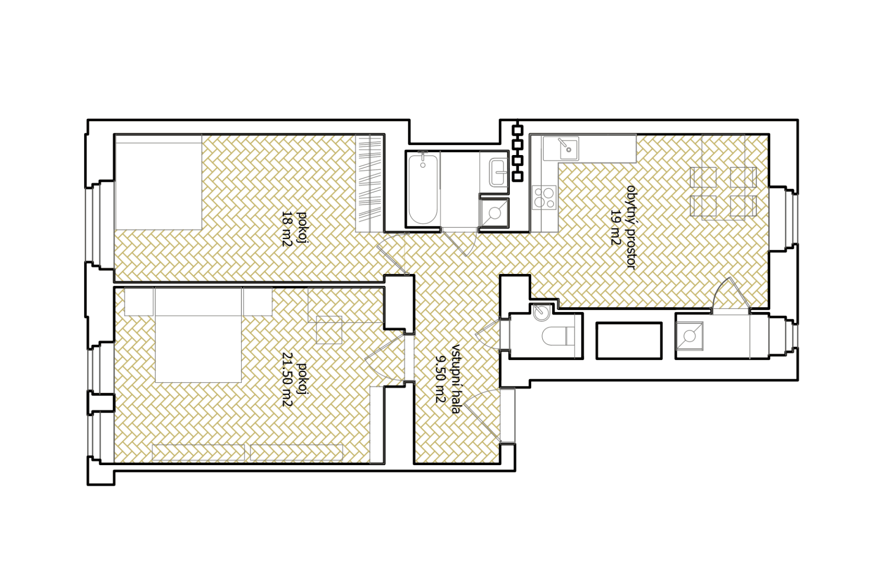 2 bedroom flat to rent, 73 m², Jirečkova, Prague, Prague 2 bedroom flat to rent, 73 m², Jirečkova, Prague, Prague