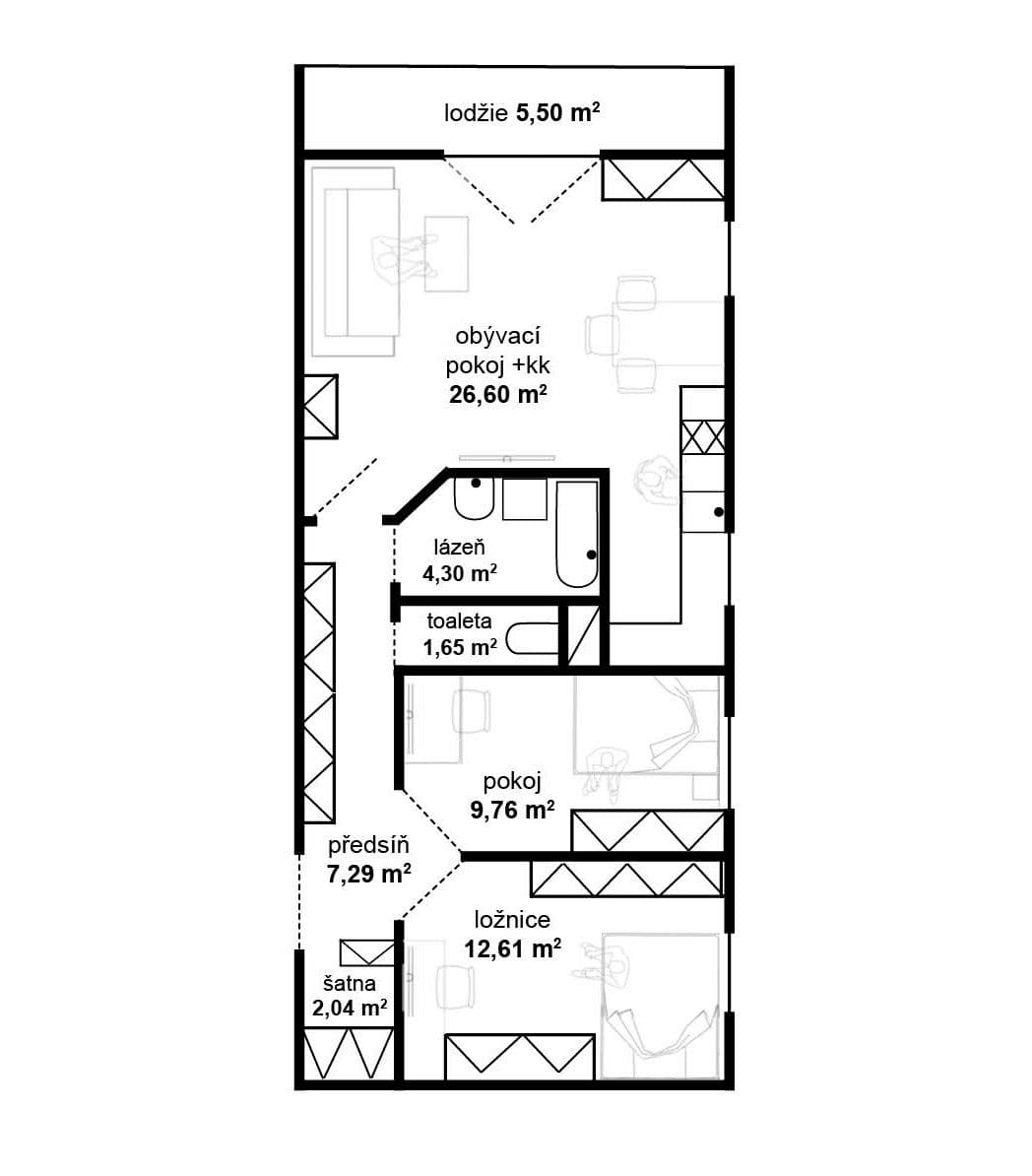 2 bedroom with open-plan kitchen flat for sale, 66 m², Žiželická, Prague, Prague 2 bedroom with open-plan kitchen flat for sale, 66 m², Žiželická, Prague, Prague
