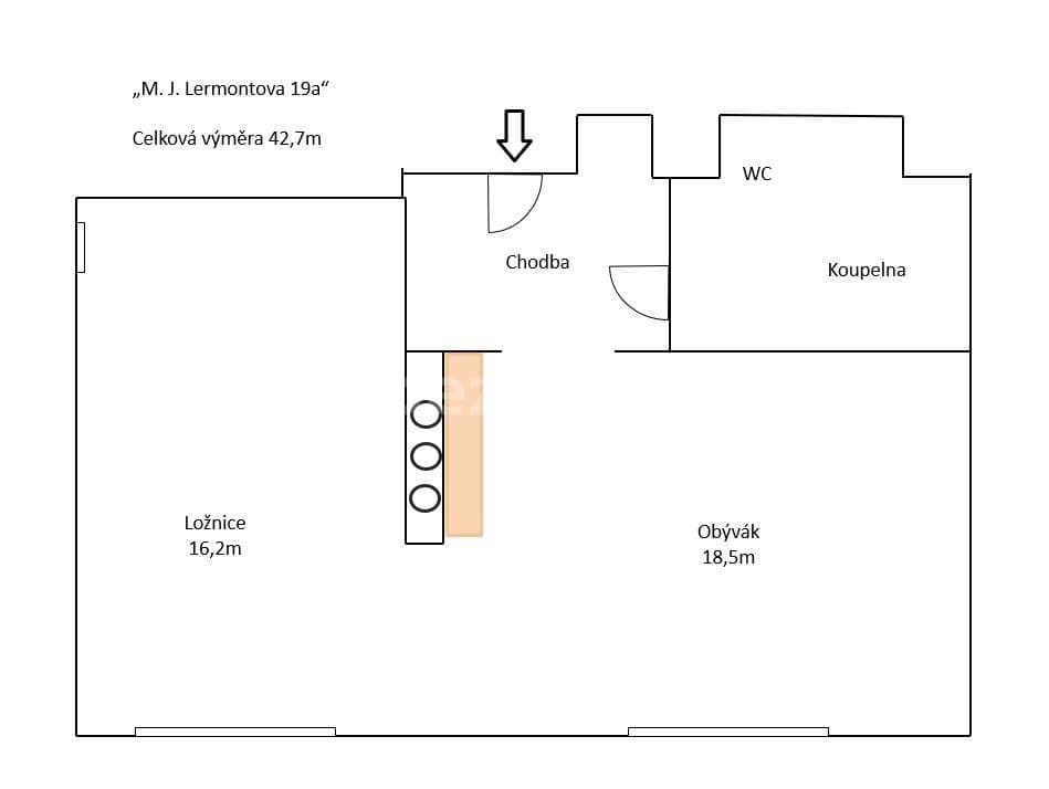 1 bedroom with open-plan kitchen flat for sale, 43 m², Prague, Prague 1 bedroom with open-plan kitchen flat for sale, 43 m², Prague, Prague