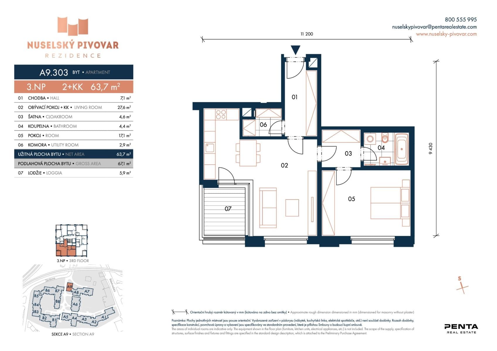 1 bedroom with open-plan kitchen flat to rent, 64 m², Závišova, Prague, Prague 1 bedroom with open-plan kitchen flat to rent, 64 m², Závišova, Prague, Prague
