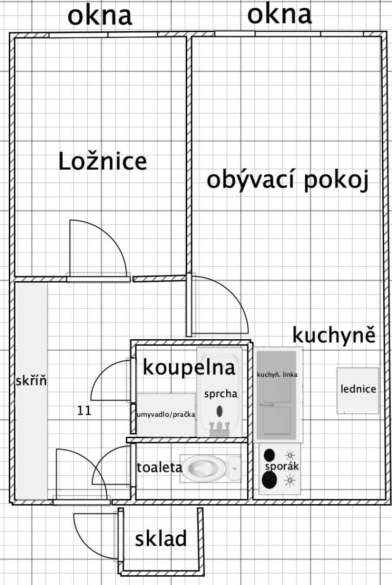 1 bedroom with open-plan kitchen flat to rent, 40 m², Teplická, Prague, Prague 1 bedroom with open-plan kitchen flat to rent, 40 m², Teplická, Prague, Prague