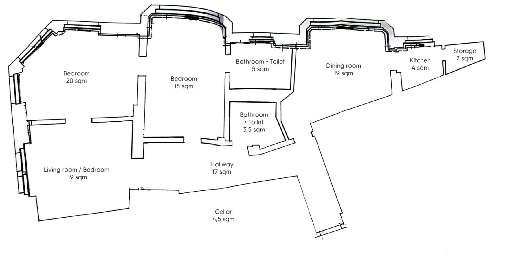 3 bedroom with open-plan kitchen flat to rent, 112 m², Pštrossova, Prague, Prague 3 bedroom with open-plan kitchen flat to rent, 112 m², Pštrossova, Prague, Prague