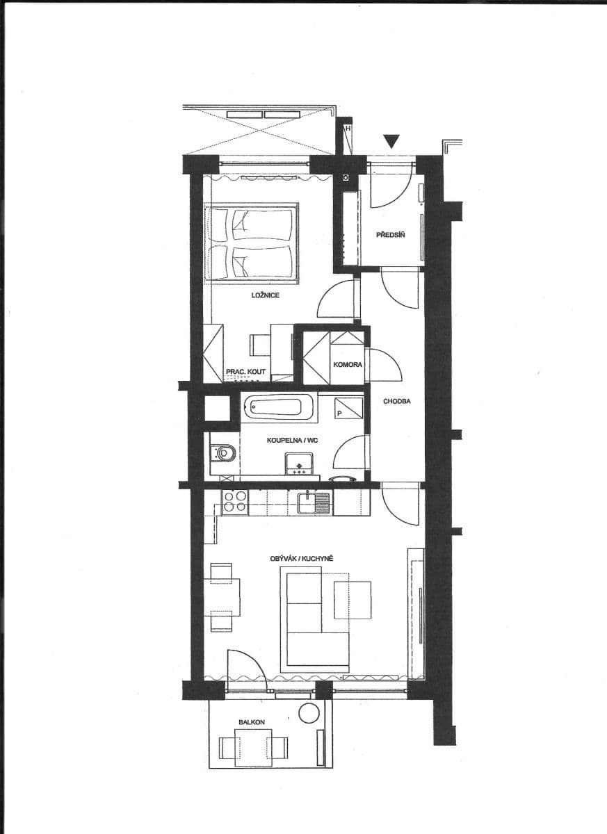 1 bedroom with open-plan kitchen flat to rent, 53 m², Huppnerova, Prague, Prague 1 bedroom with open-plan kitchen flat to rent, 53 m², Huppnerova, Prague, Prague
