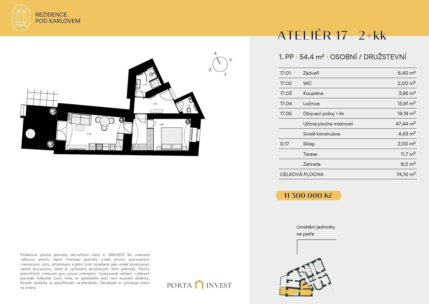 1 bedroom with open-plan kitchen flat for sale, 54 m², Pod Karlovem, Prague, Prague 1 bedroom with open-plan kitchen flat for sale, 54 m², Pod Karlovem, Prague, Prague
