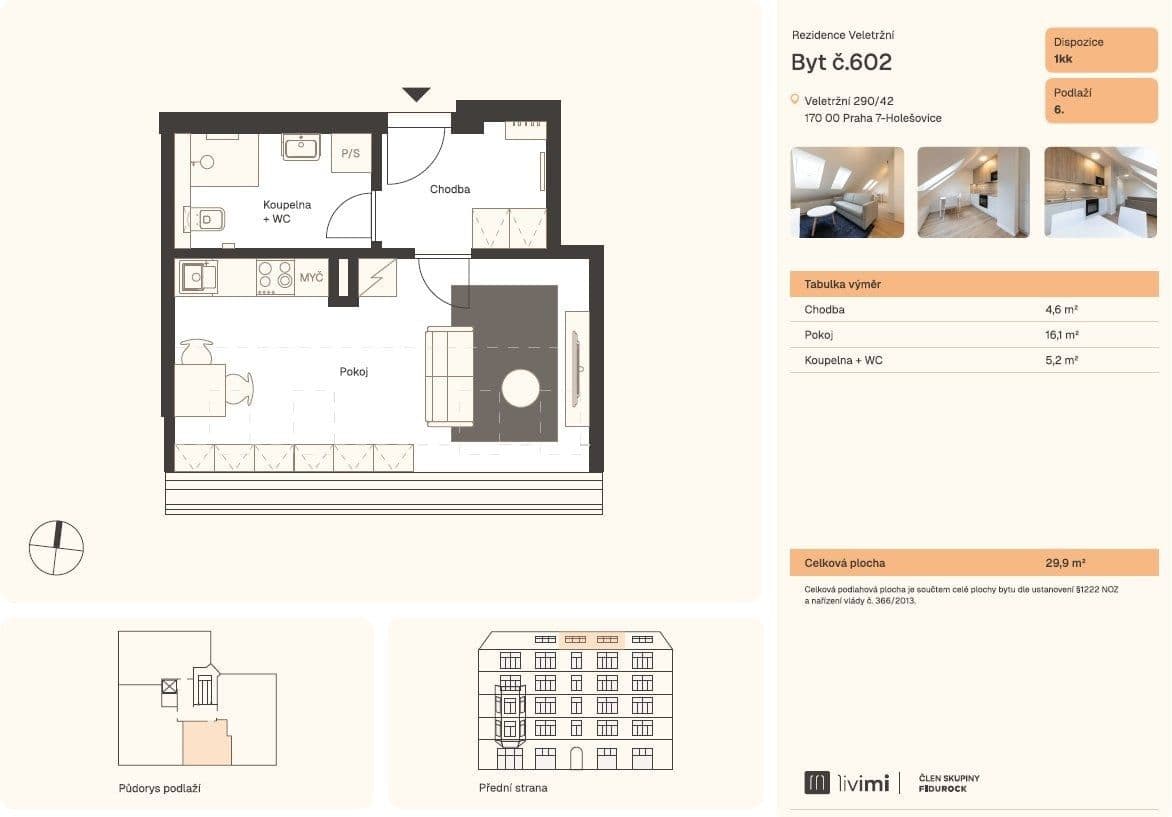 Studio flat to rent, 31 m², Veletržní, Prague, Prague Studio flat to rent, 31 m², Veletržní, Prague, Prague