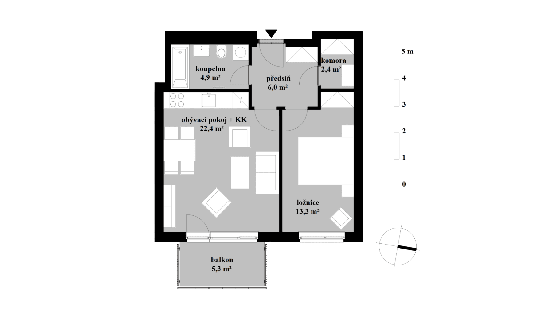 1 bedroom with open-plan kitchen flat to rent, 54 m², Sedlářova, Prague, Prague 1 bedroom with open-plan kitchen flat to rent, 54 m², Sedlářova, Prague, Prague