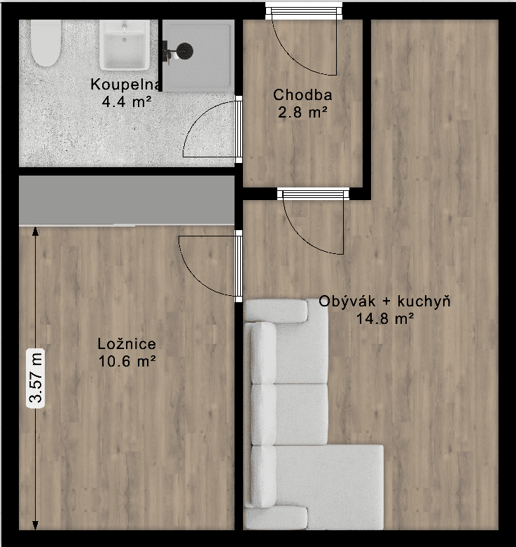 1 bedroom with open-plan kitchen flat to rent, 36 m², Cesta brigádníků, Kralupy nad Vltavou, Středočeský Region 1 bedroom with open-plan kitchen flat to rent, 36 m², Cesta brigádníků, Kralupy nad Vltavou, Středočeský Region