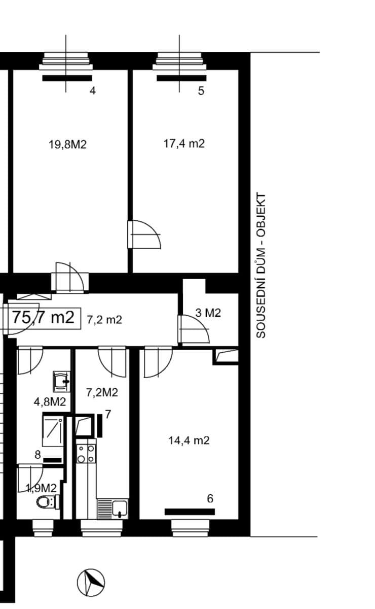 3 bedroom flat to rent, 76 m², Svatoslavova, Prague, Prague 3 bedroom flat to rent, 76 m², Svatoslavova, Prague, Prague