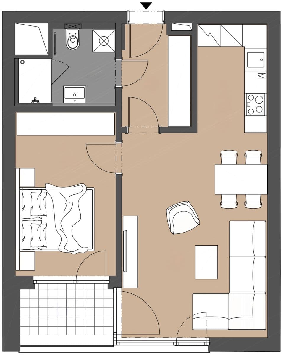 1 bedroom with open-plan kitchen flat to rent, 54 m², Plzeňská, Prague, Prague 1 bedroom with open-plan kitchen flat to rent, 54 m², Plzeňská, Prague, Prague