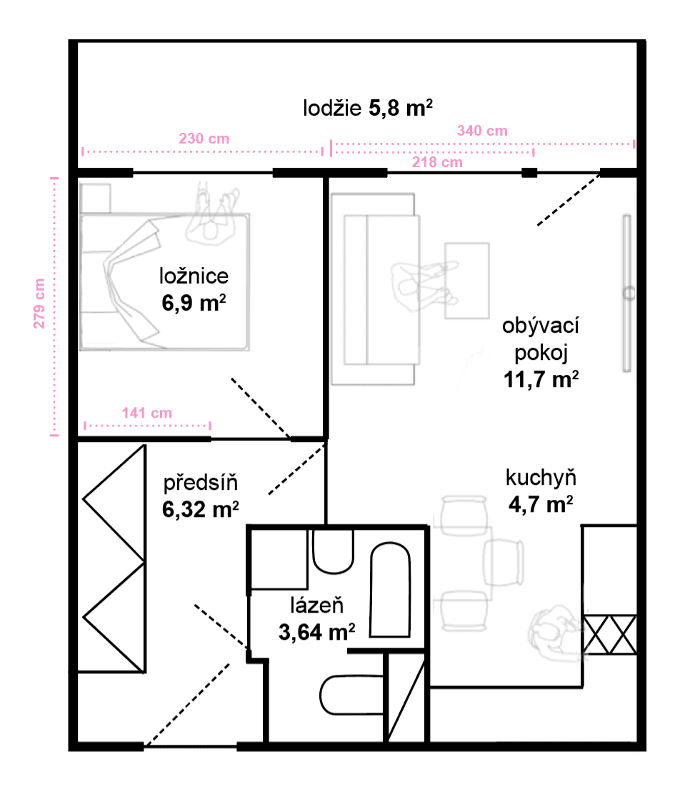 1 bedroom with open-plan kitchen flat for sale, 35 m², Vysočanská, Prague, Prague 1 bedroom with open-plan kitchen flat for sale, 35 m², Vysočanská, Prague, Prague