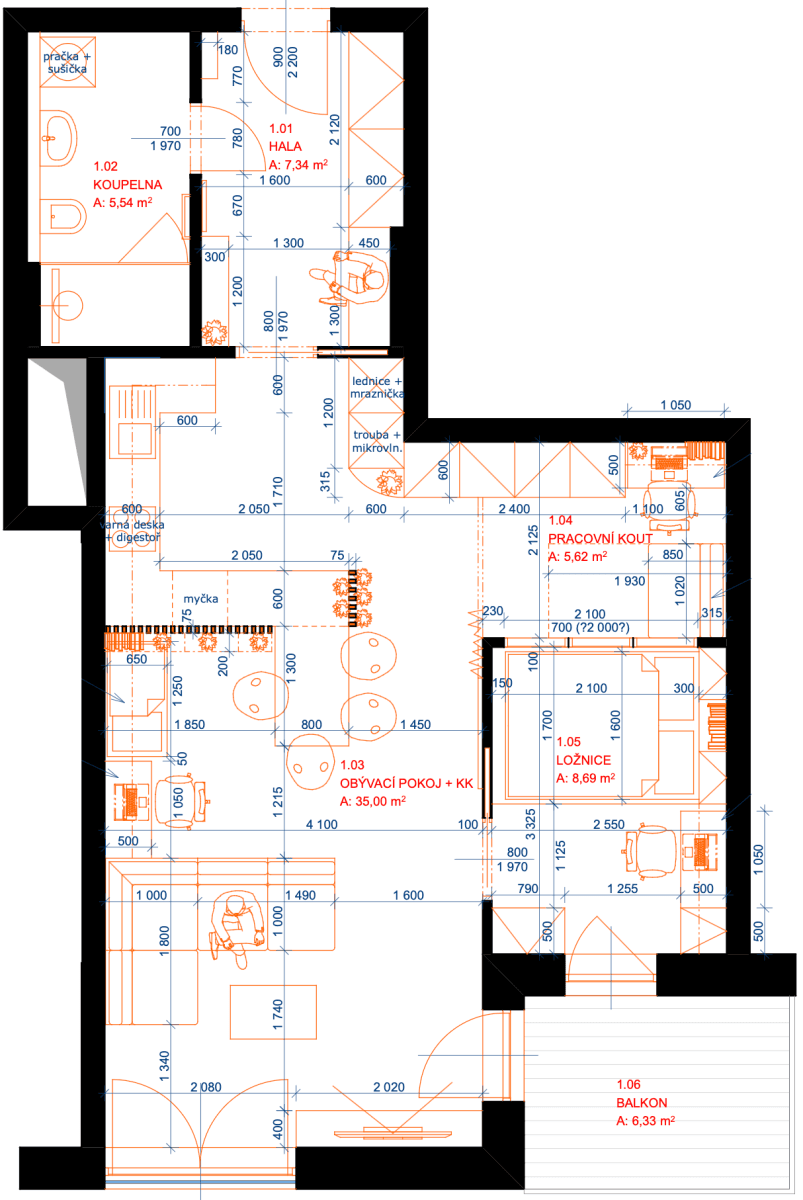 1 bedroom with open-plan kitchen flat to rent, 64 m², Nové sady, Brno, Jihomoravský Region 1 bedroom with open-plan kitchen flat to rent, 64 m², Nové sady, Brno, Jihomoravský Region