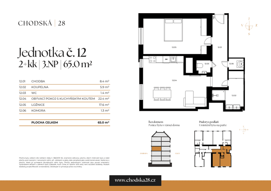 1 bedroom with open-plan kitchen flat for sale, 65 m², Chodská, Prague, Prague 1 bedroom with open-plan kitchen flat for sale, 65 m², Chodská, Prague, Prague