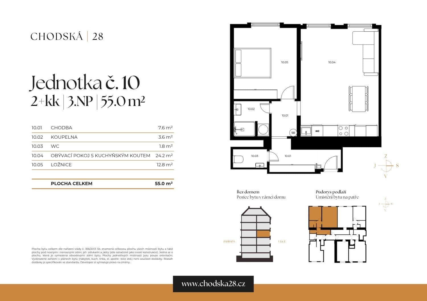 1 bedroom with open-plan kitchen flat for sale, 55 m², Chodská, Prague, Prague 1 bedroom with open-plan kitchen flat for sale, 55 m², Chodská, Prague, Prague