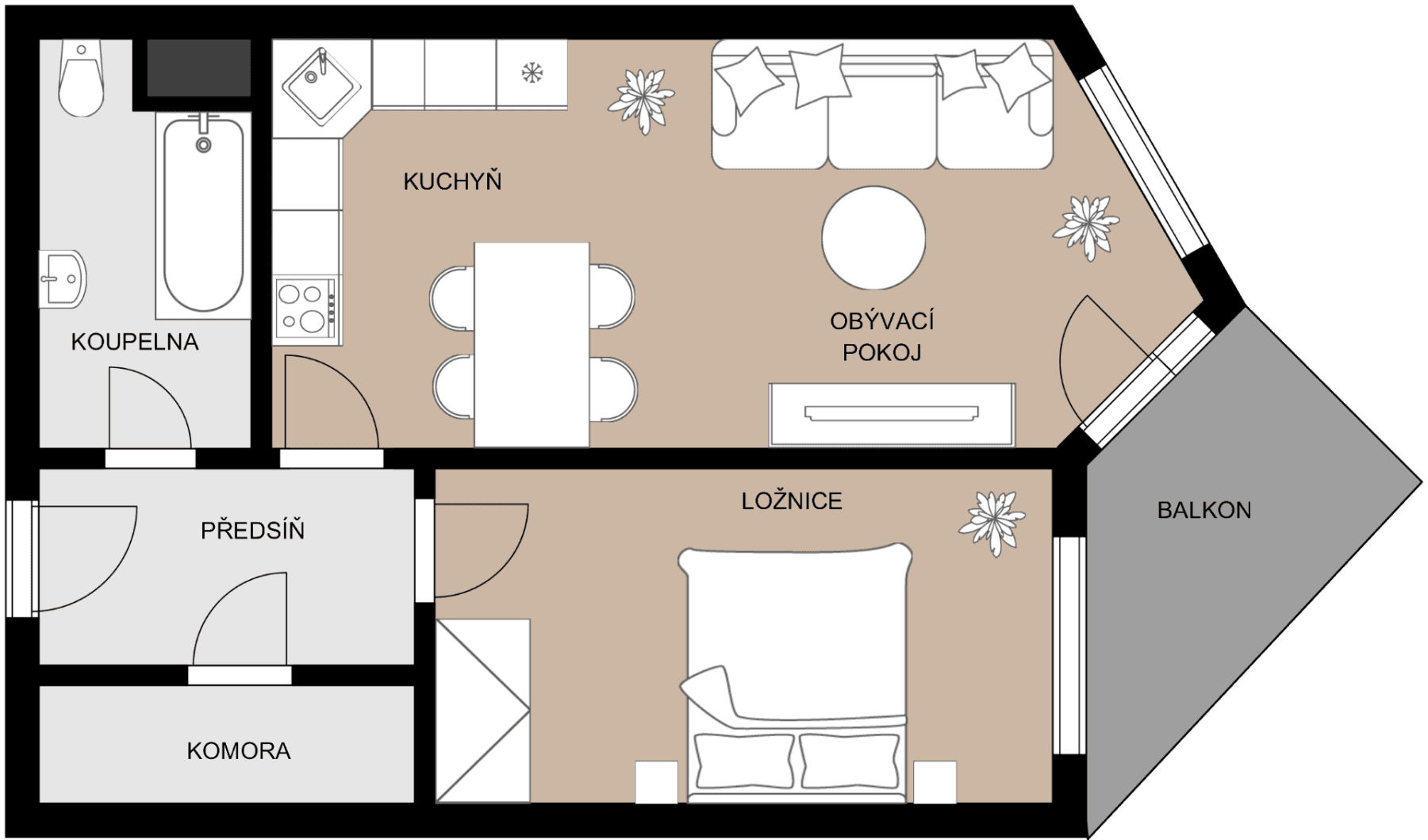 1 bedroom with open-plan kitchen flat for sale, 52 m², Ondrákové, Prague, Prague 1 bedroom with open-plan kitchen flat for sale, 52 m², Ondrákové, Prague, Prague