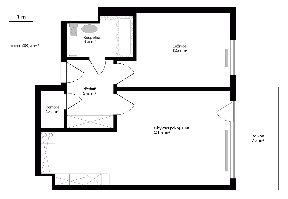 1 bedroom with open-plan kitchen flat to rent, 48 m², Werichova, Prague, Prague 1 bedroom with open-plan kitchen flat to rent, 48 m², Werichova, Prague, Prague
