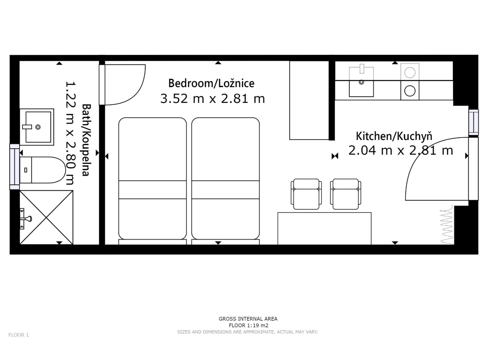 Studio flat to rent, 19 m², Václavská, Brno, Jihomoravský Region Studio flat to rent, 19 m², Václavská, Brno, Jihomoravský Region