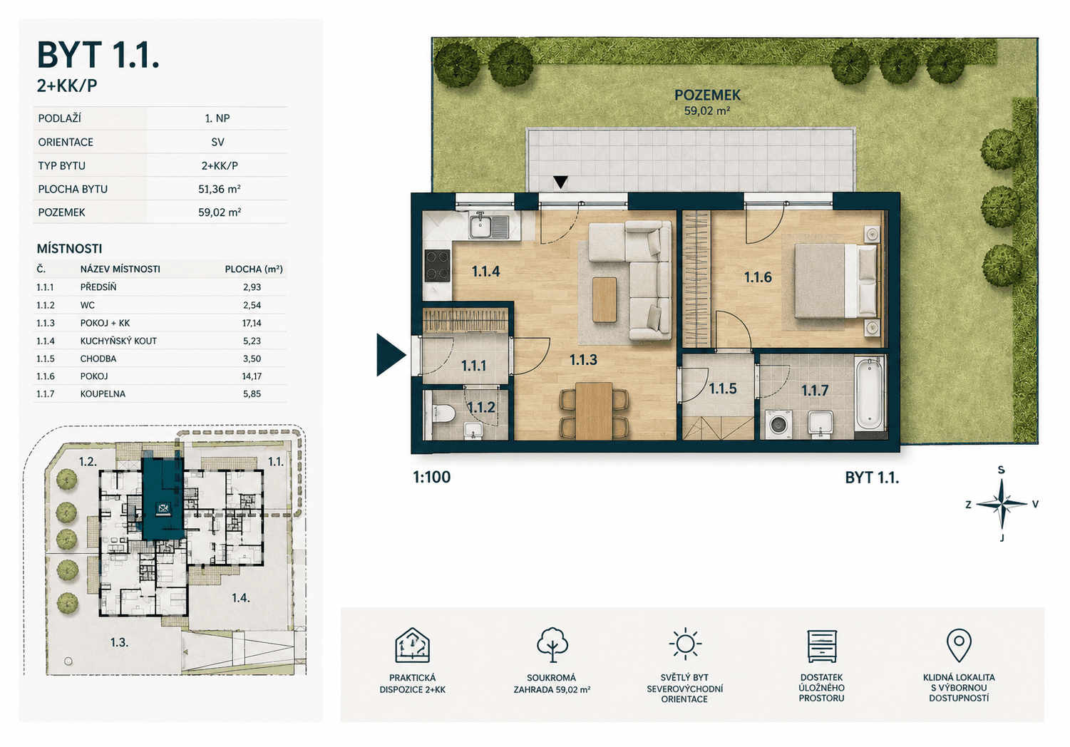1 bedroom with open-plan kitchen flat for sale, 52 m², Ulčova, Prague, Prague 1 bedroom with open-plan kitchen flat for sale, 52 m², Ulčova, Prague, Prague