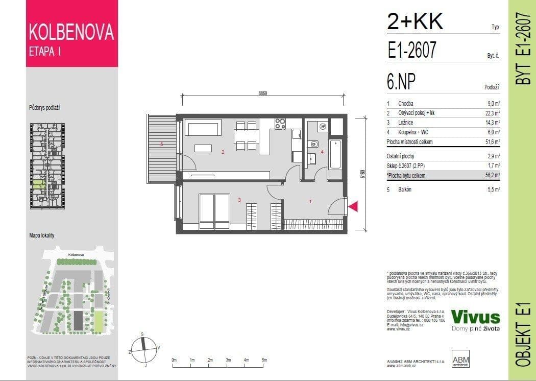1 bedroom with open-plan kitchen flat to rent, 52 m², Smržových, Prague, Prague 1 bedroom with open-plan kitchen flat to rent, 52 m², Smržových, Prague, Prague