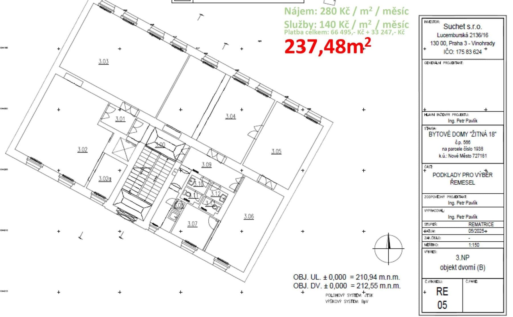 office to rent, 237 m², Žitná, Prague, Prague office to rent, 237 m², Žitná, Prague, Prague