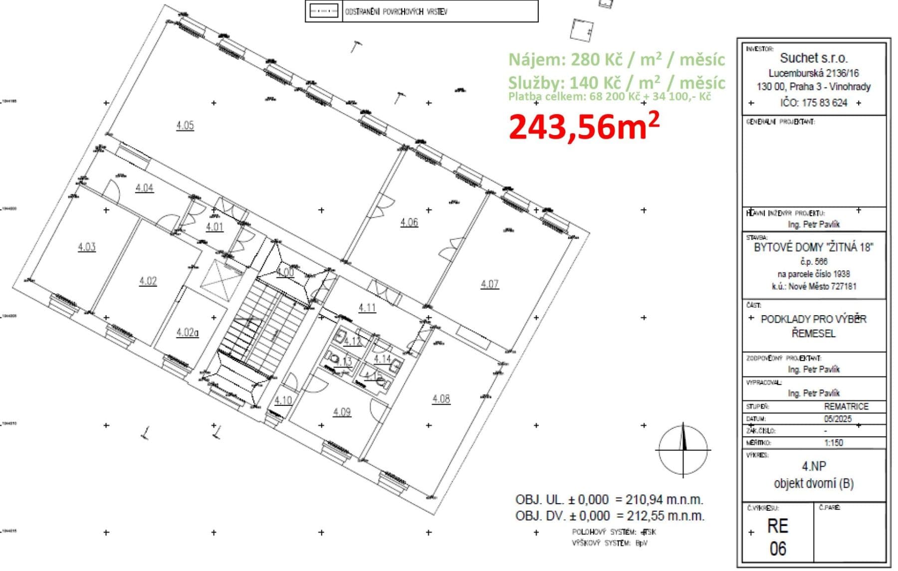 office to rent, 243 m², Žitná, Prague, Prague office to rent, 243 m², Žitná, Prague, Prague